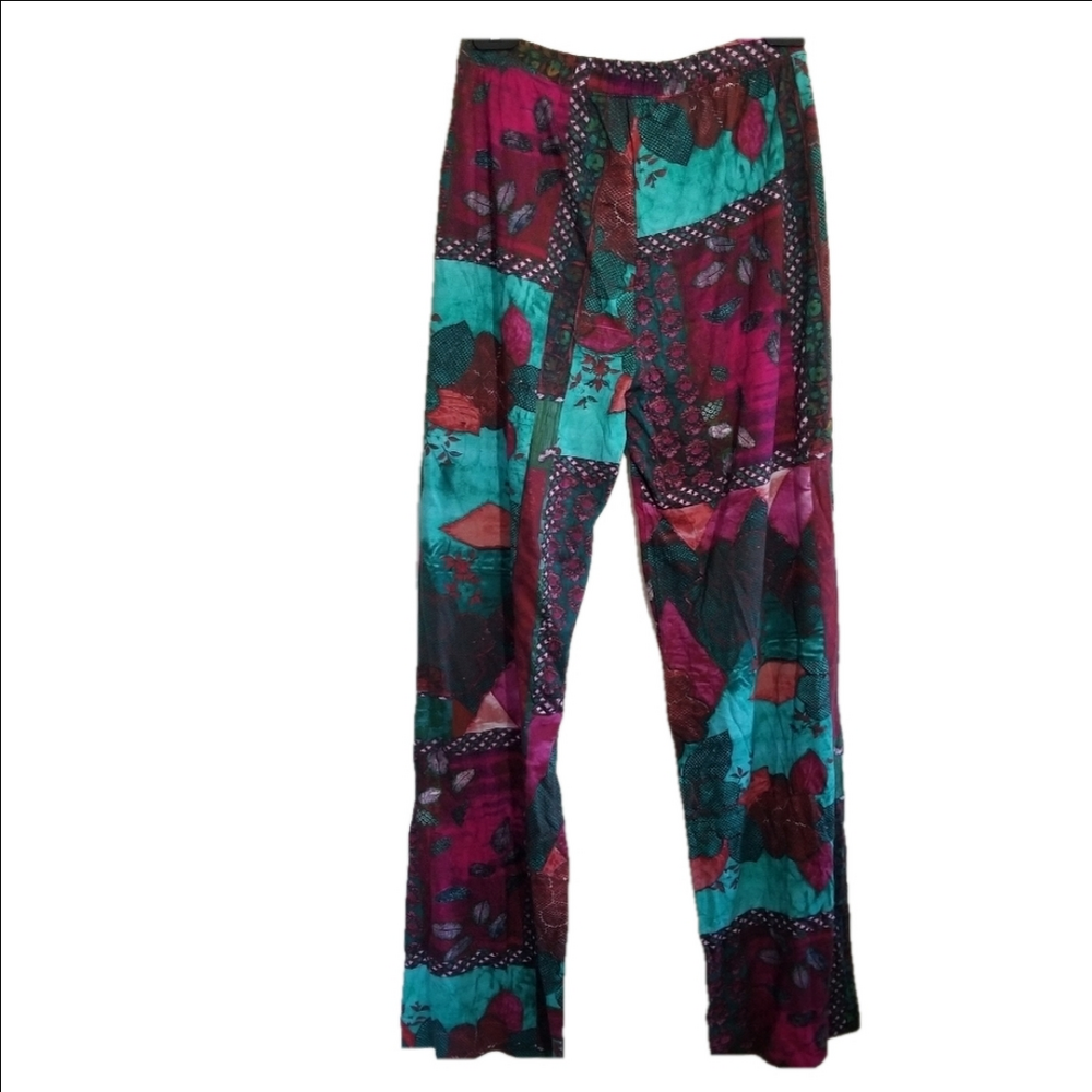 NWT Peruvian Connection Turquoise Plum Blossom Super Soft PJ Pants Size XSmall